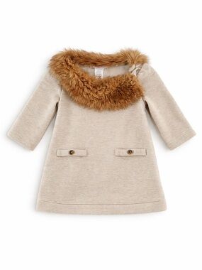Cozy Faux Fur Collar Dress 2T | Quiet Luxury Minimalist Cozy